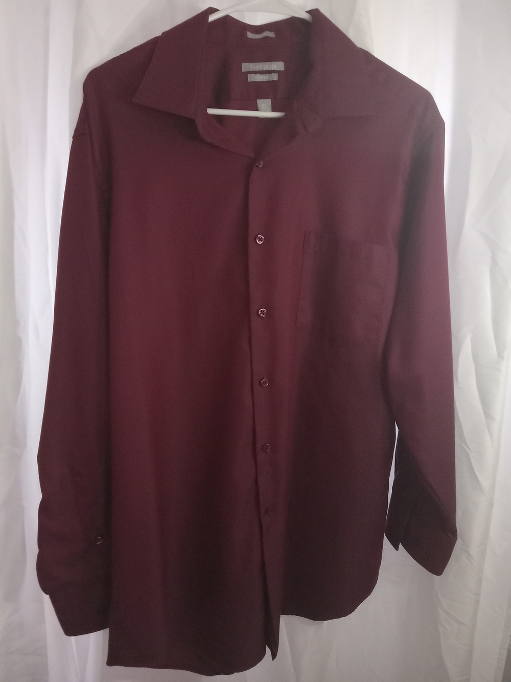 Van Heusen Men's Burgundy Long-Sleeve Dress Shirt